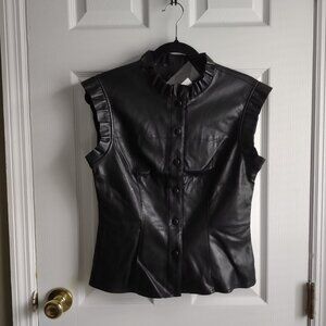 Marc New York - faux leather vest - moto feminine layering - NWT - size XS